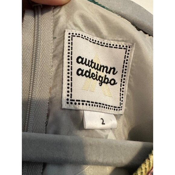 Autumn Adeigbo‎ Oona Abstract Printed Puffed-Sleeve Tiered Mini Dress 2 - Picture 5 of 8